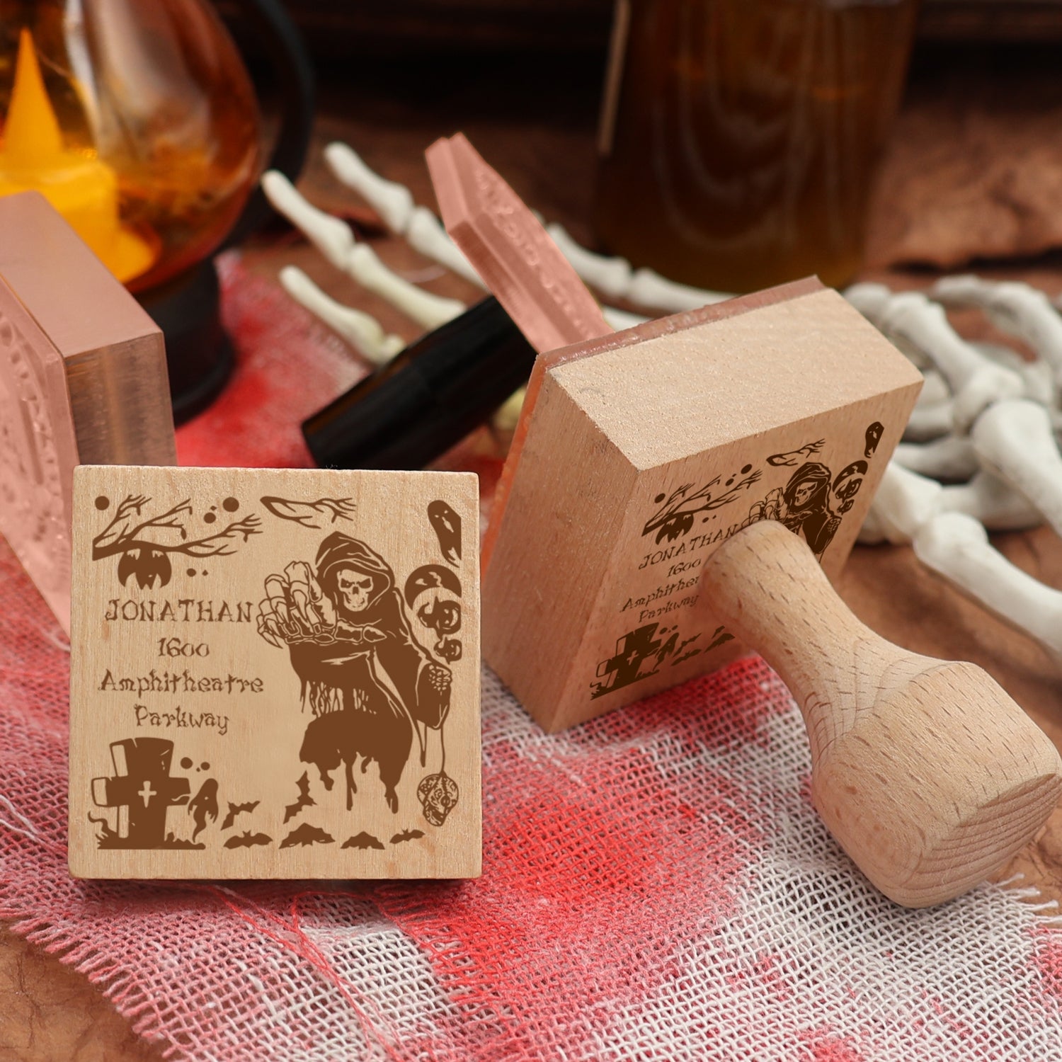 Tampon en Caoutchouc d'Adresse Halloween Personnalisé 2