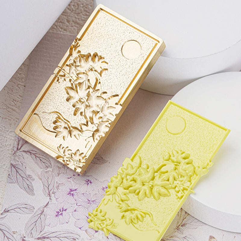 Tampon encreur à sceau de cire florale des saisons relief 3D b3