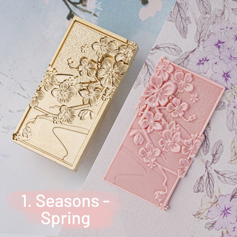 Tampon Encreur de Sceau de Cire Floral des Saisons en Relief 3D sku-1