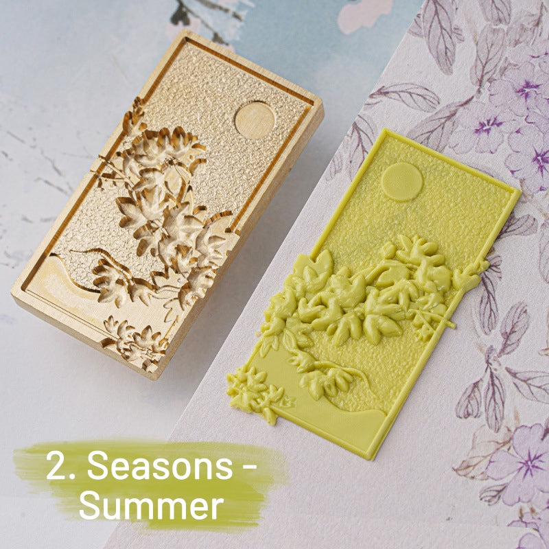 Tampon encreur sceau de cire floral saisons relief 3D sku-2