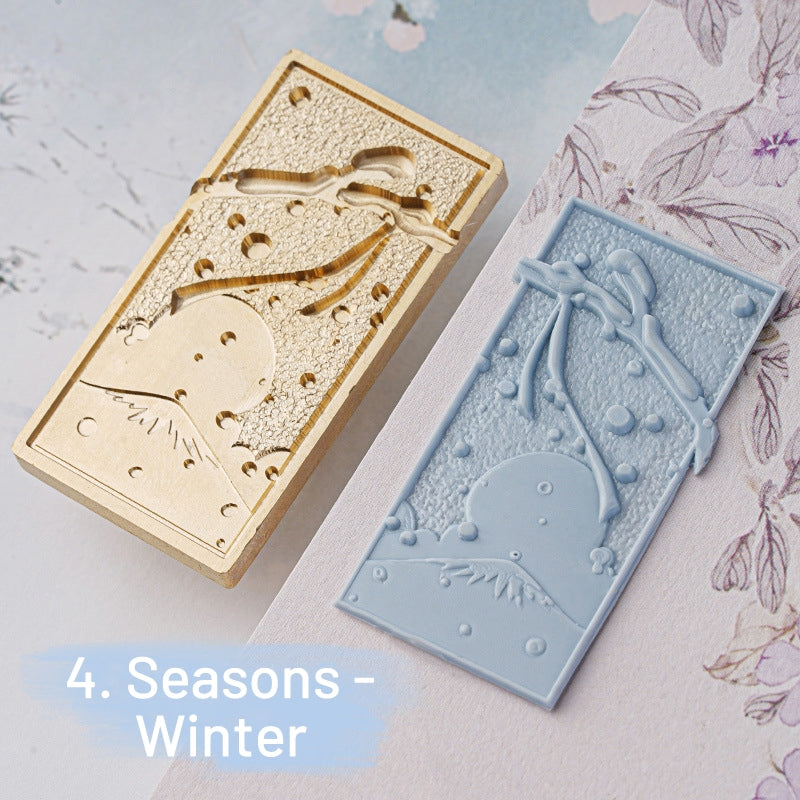 Tampon encreur de sceau de cire à relief 3D motif floral des saisons sku-4