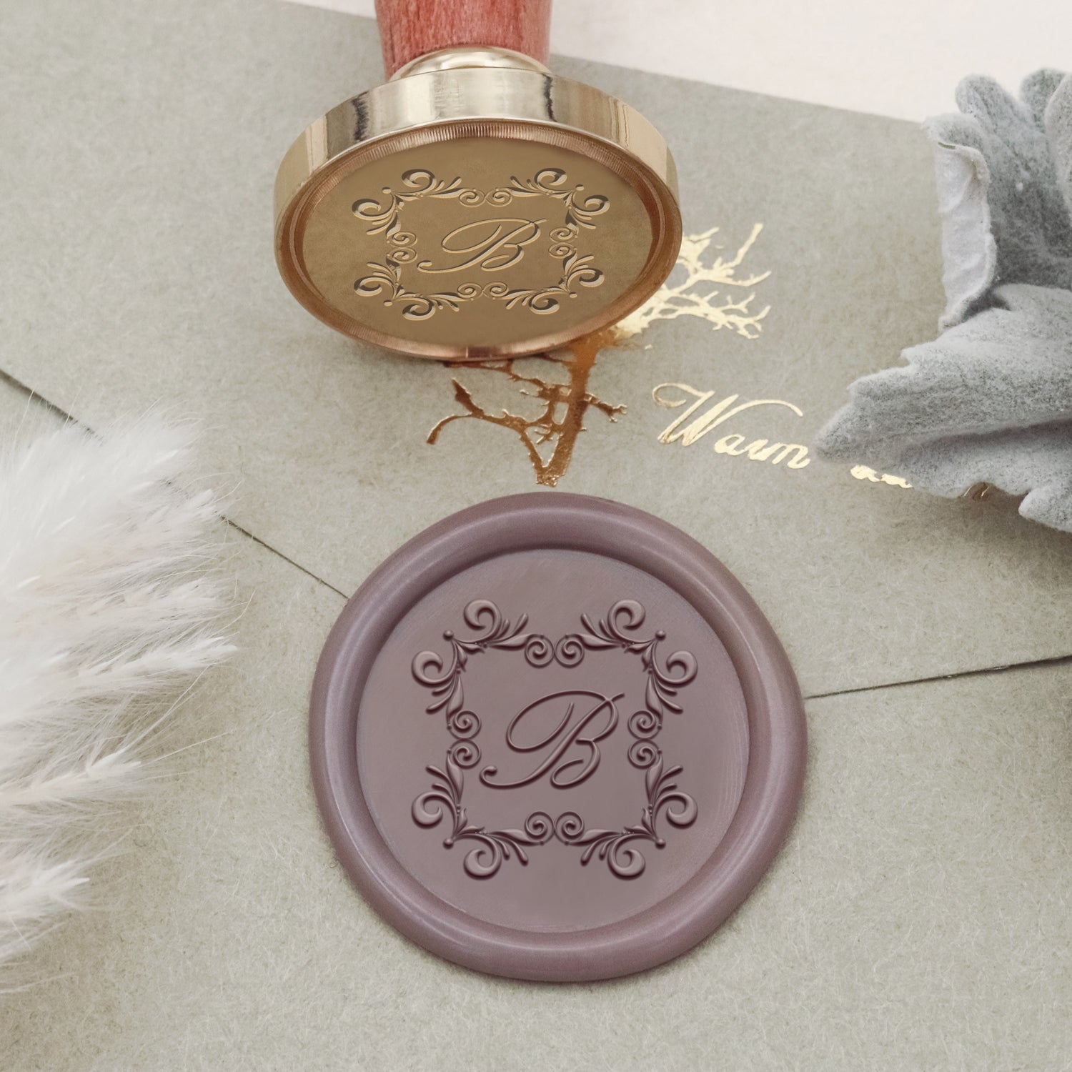 Chuchotements Énigmatiques Sceau de Cire à Cacheter Personnalisé avec Initiale et Tampon Encreur (27 Designs) 2