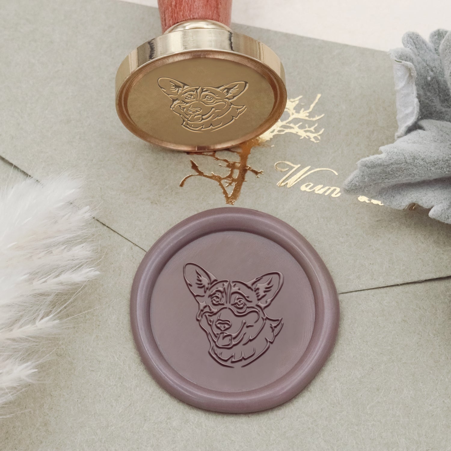 Tampon encreur sceau de cire chien Corgi - Stamprints