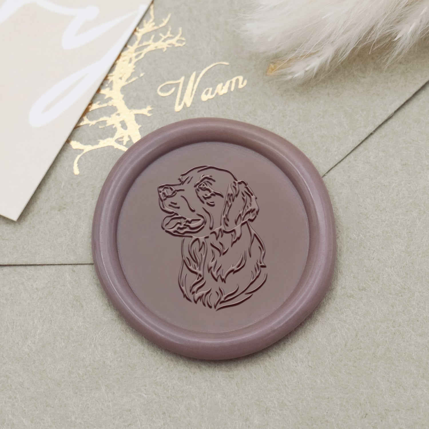 Tampon encreur sceau de cire chien Golden Retriever - Stamprints1
