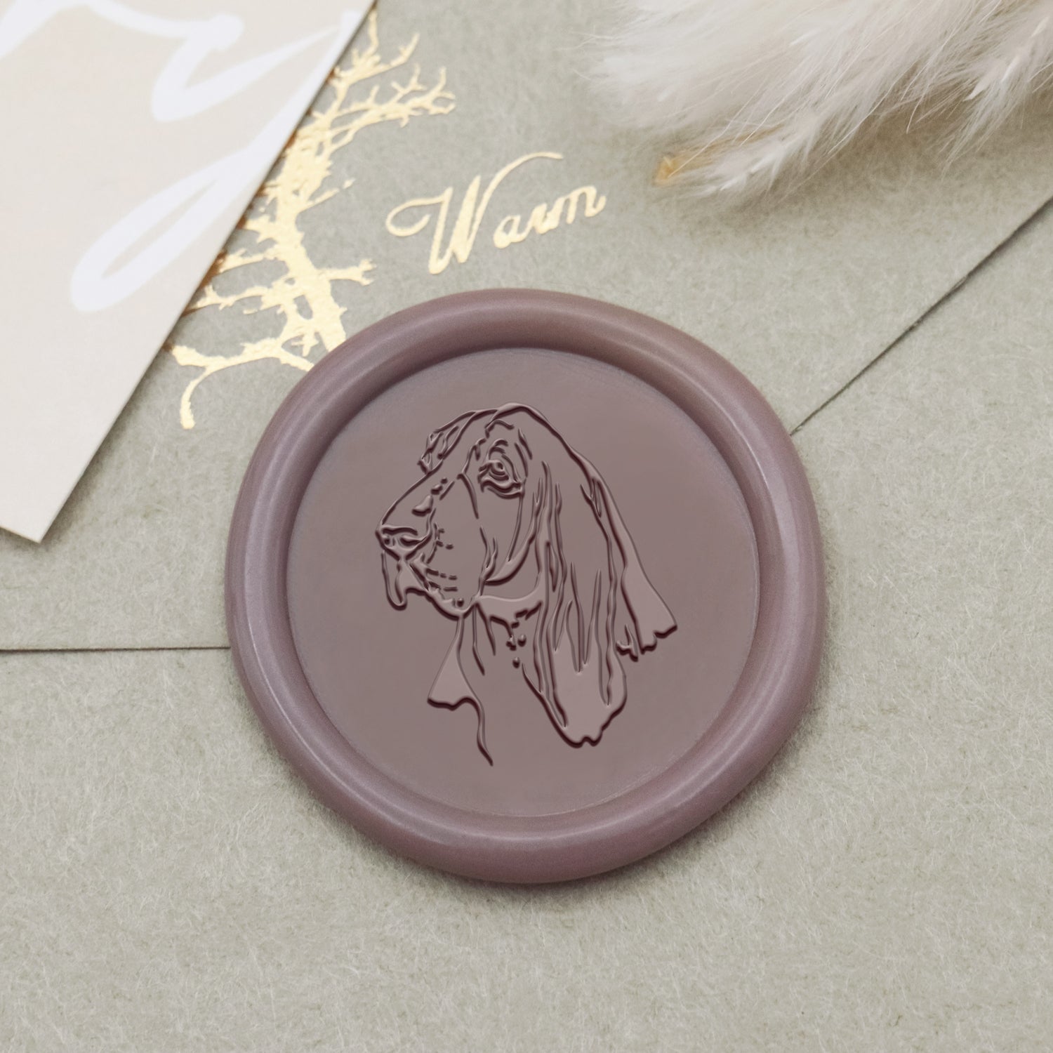 Tampon encreur Sceau de cire Chien Basset Hound - Stamprints1