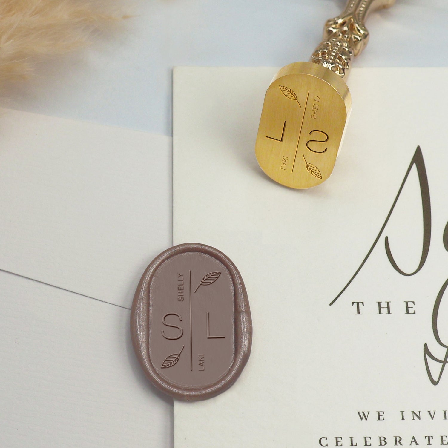 Custom Oval Wedding Wax Seal Stamp - Style 12 3