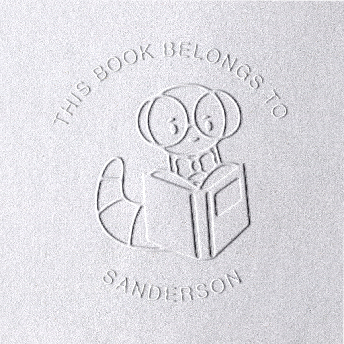 Timbre à sec de livre chenille de dessin animé personnalisé Timbre à sec de livre chenille de dessin animé personnalisé15-11