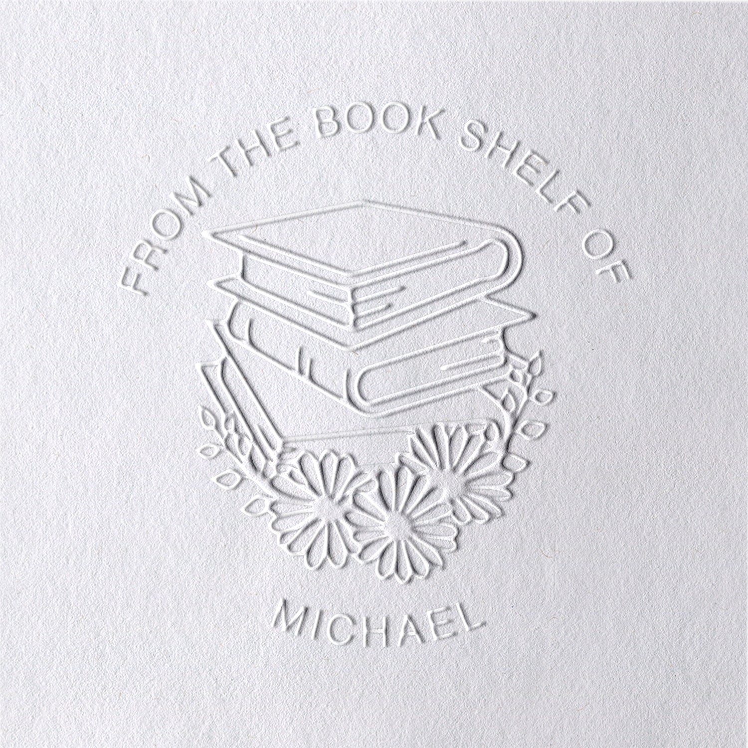 Timbre à sec personnalisé pour livres à fleurs épanouies Timbre à sec personnalisé pour livres à fleurs épanouies21-11