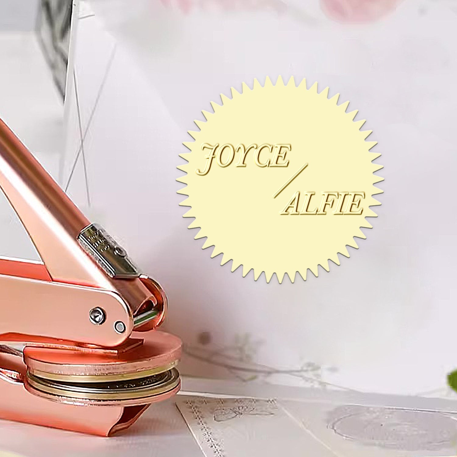 Timbre à Sec de Mariage Minimaliste Personnalisé avec Nom - Style 5 1-51