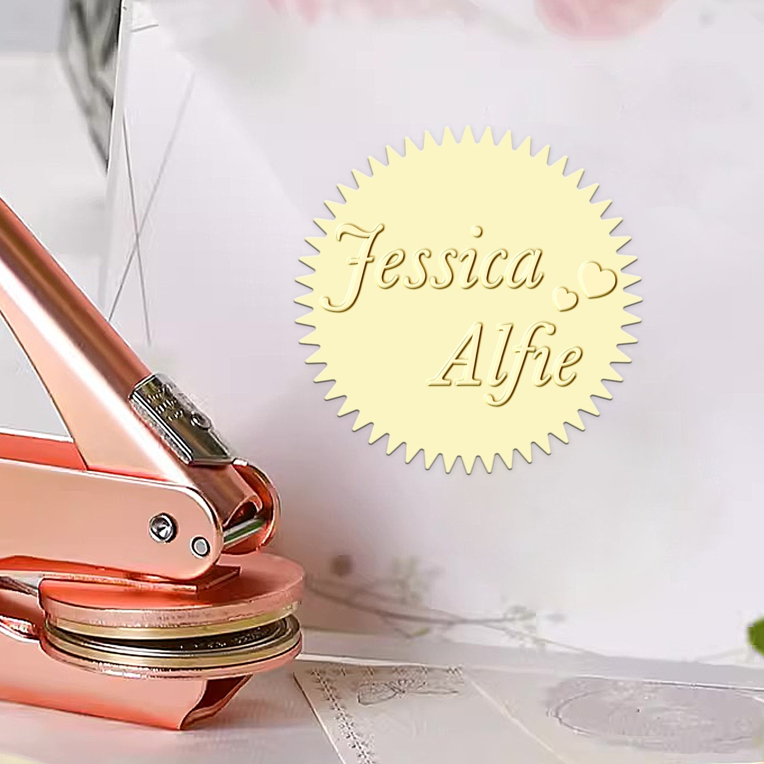 Timbre à sec de Mariage Nom Minimaliste Personnalisé - Style 3 1-31