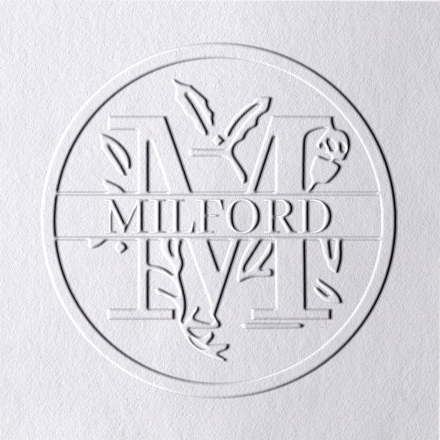 Timbre à sec de nom floral personnalisé de 26 lettres - M M1