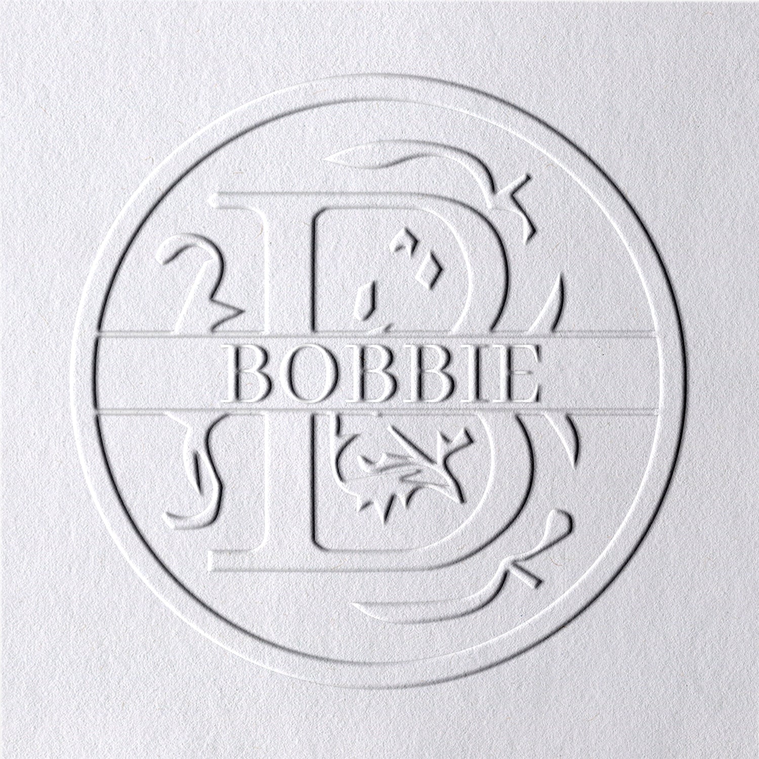 Timbre à sec personnalisé nom floral 26 lettres - B B1