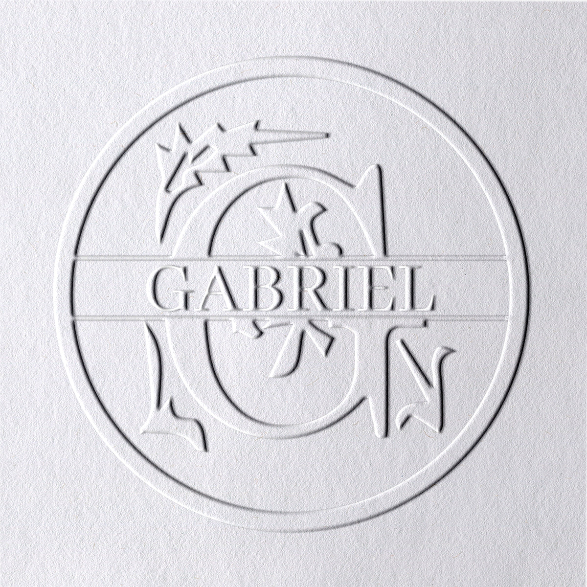 Timbre à sec de nom floral personnalisé de 26 lettres - G G1