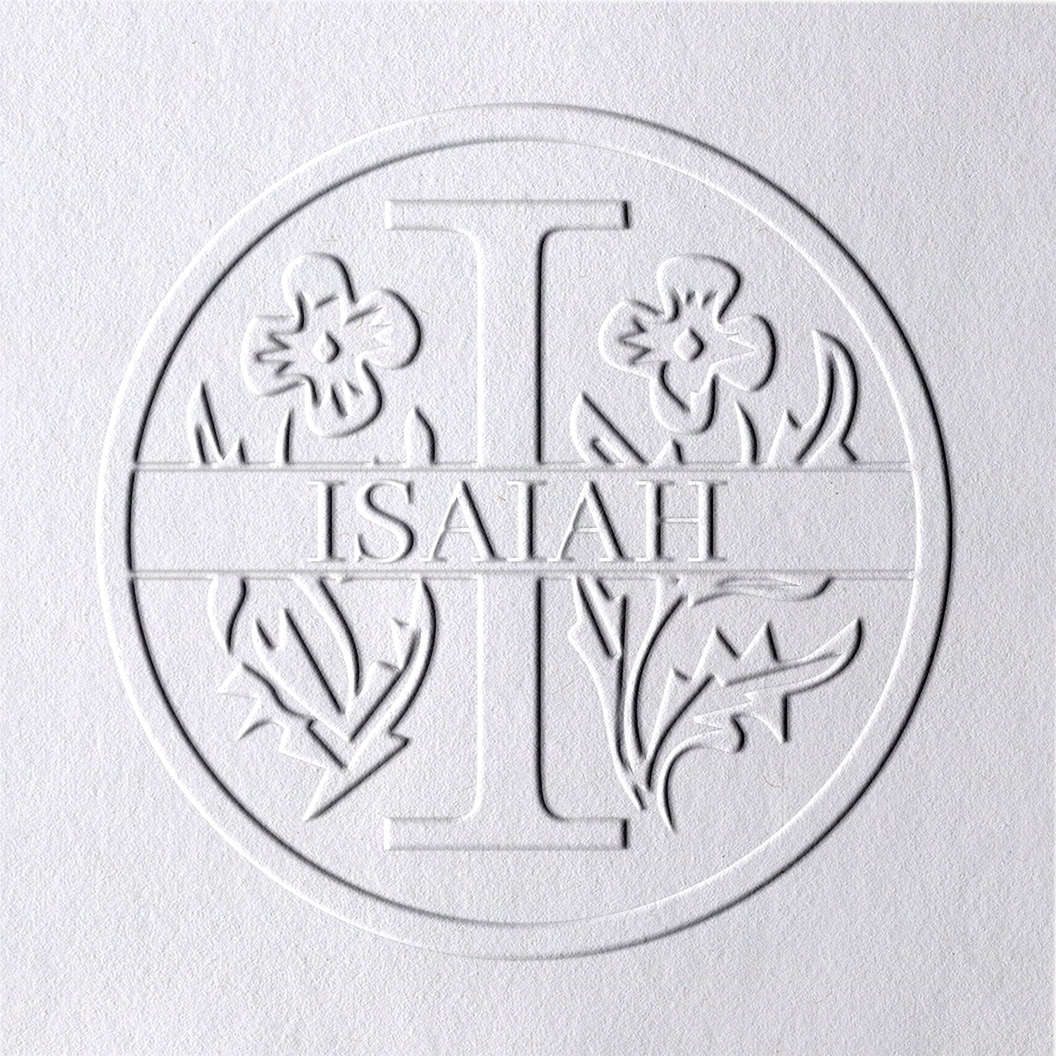 Timbre à sec Nom Floral Personnalisé 26 Lettres - I I1