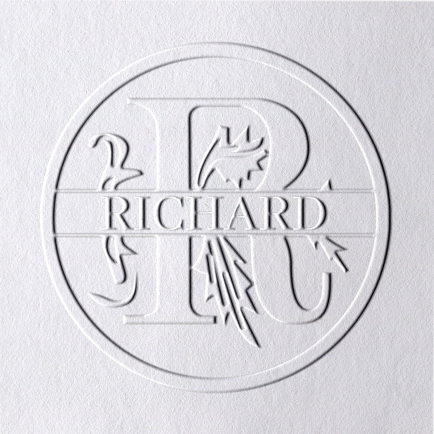 Timbre à sec personnalisé floral 26 lettres nom - R R1