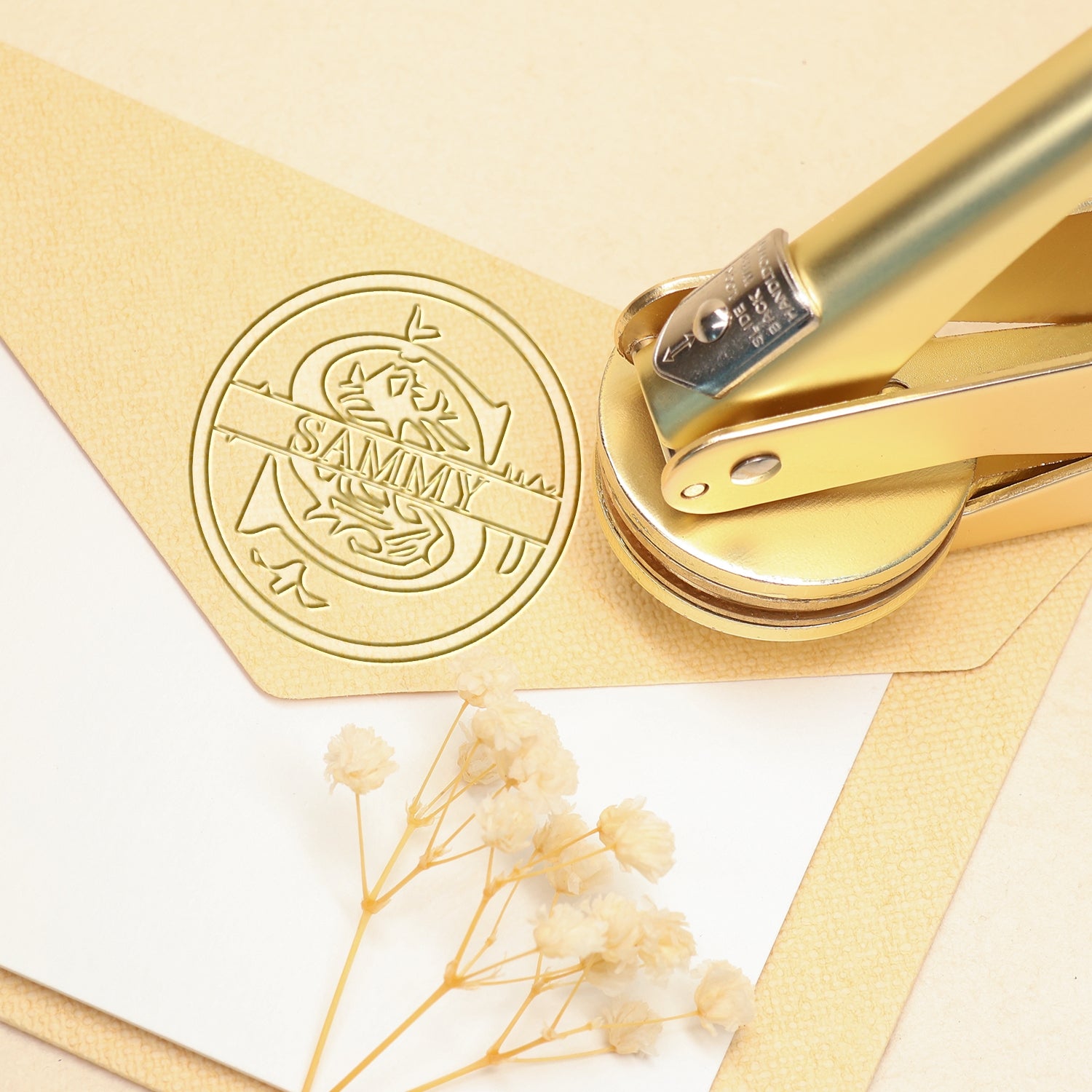 Timbre à sec de nom floral personnalisé 26 lettres - S S11