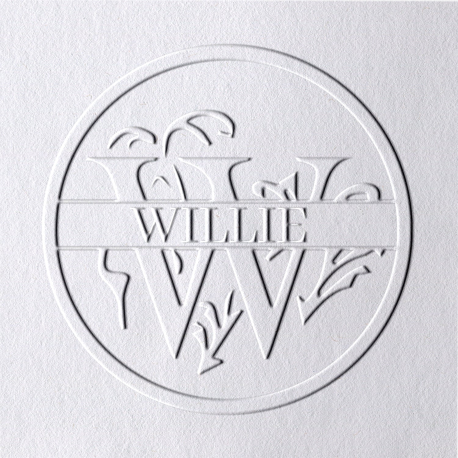 Timbre à sec floral personnalisé avec nom de 26 lettres - W W1