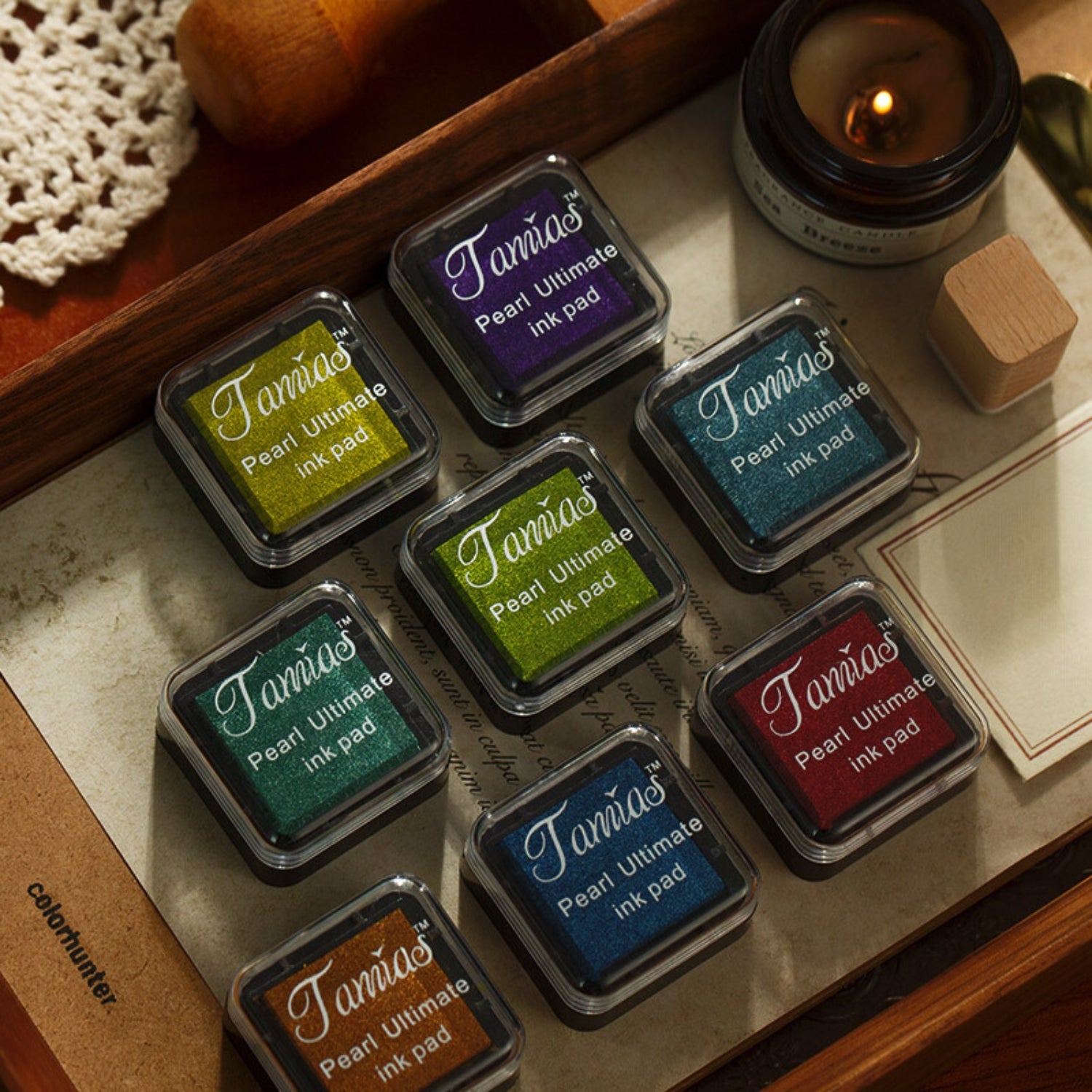 Tampon Encreur Mini Rétro Nacré 8 Couleurs 1
