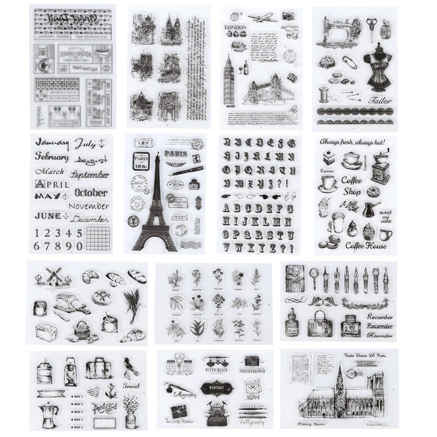 Tampon Encreur Acrylique Transparent Splendeur Architecturale de Journal de Bureau6