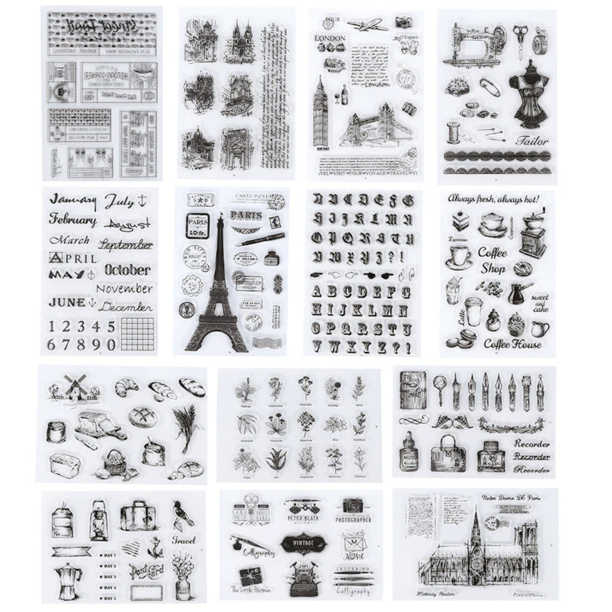 Tampon Encreur Acrylique Transparent Splendeur Architecturale de Journal de Bureau6