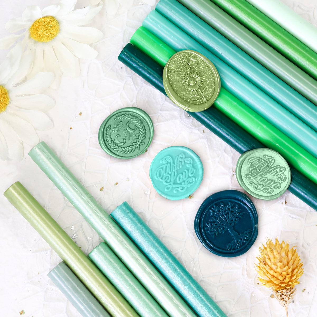 Ensemble de Bâtons de Cire à Cacheter Verts (20 Pcs Aléatoires)1