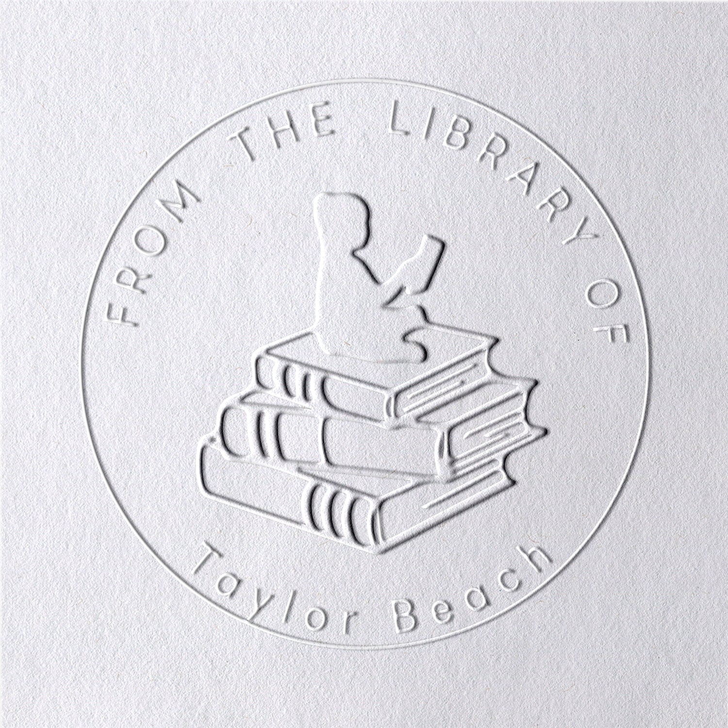 Timbre à sec de livre personnalisé de la bibliothèque de lecteur2