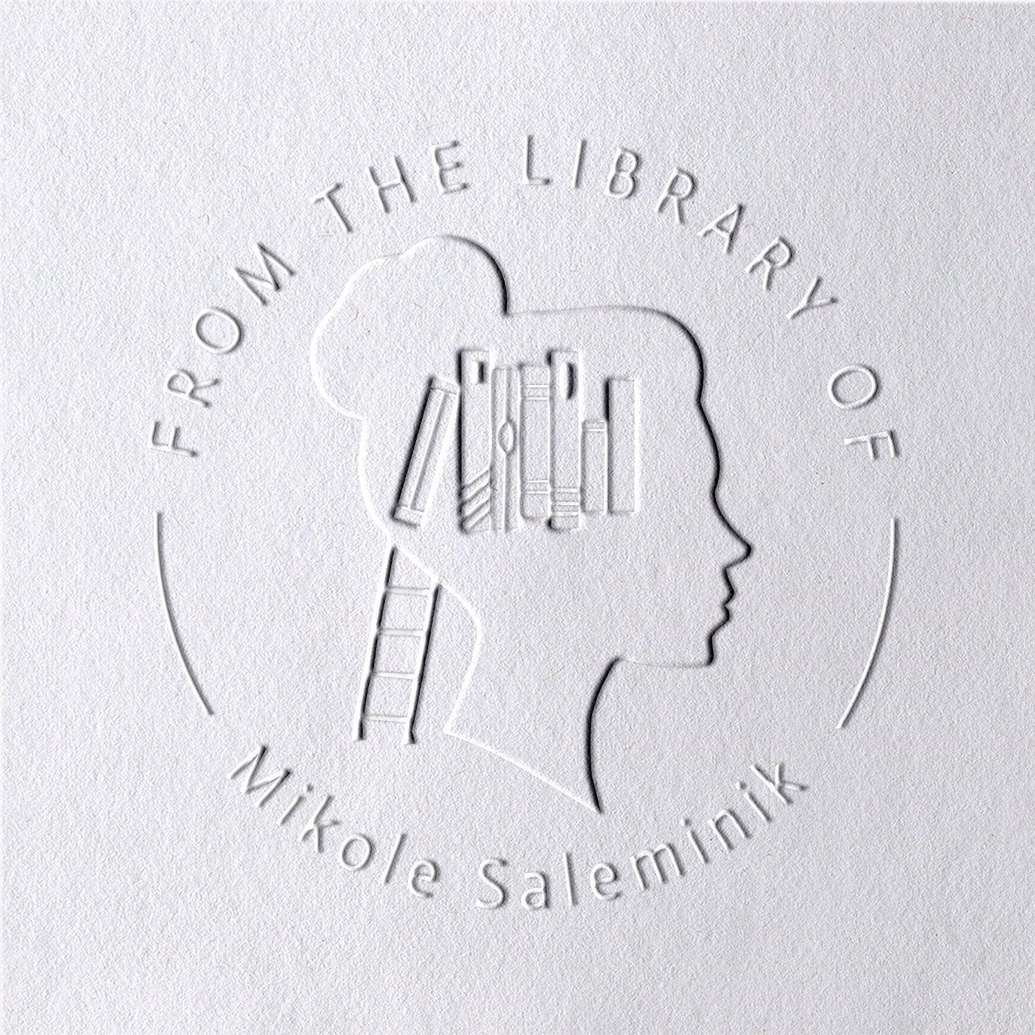 Timbre à sec de livre personnalisé PhD From The Library Of2