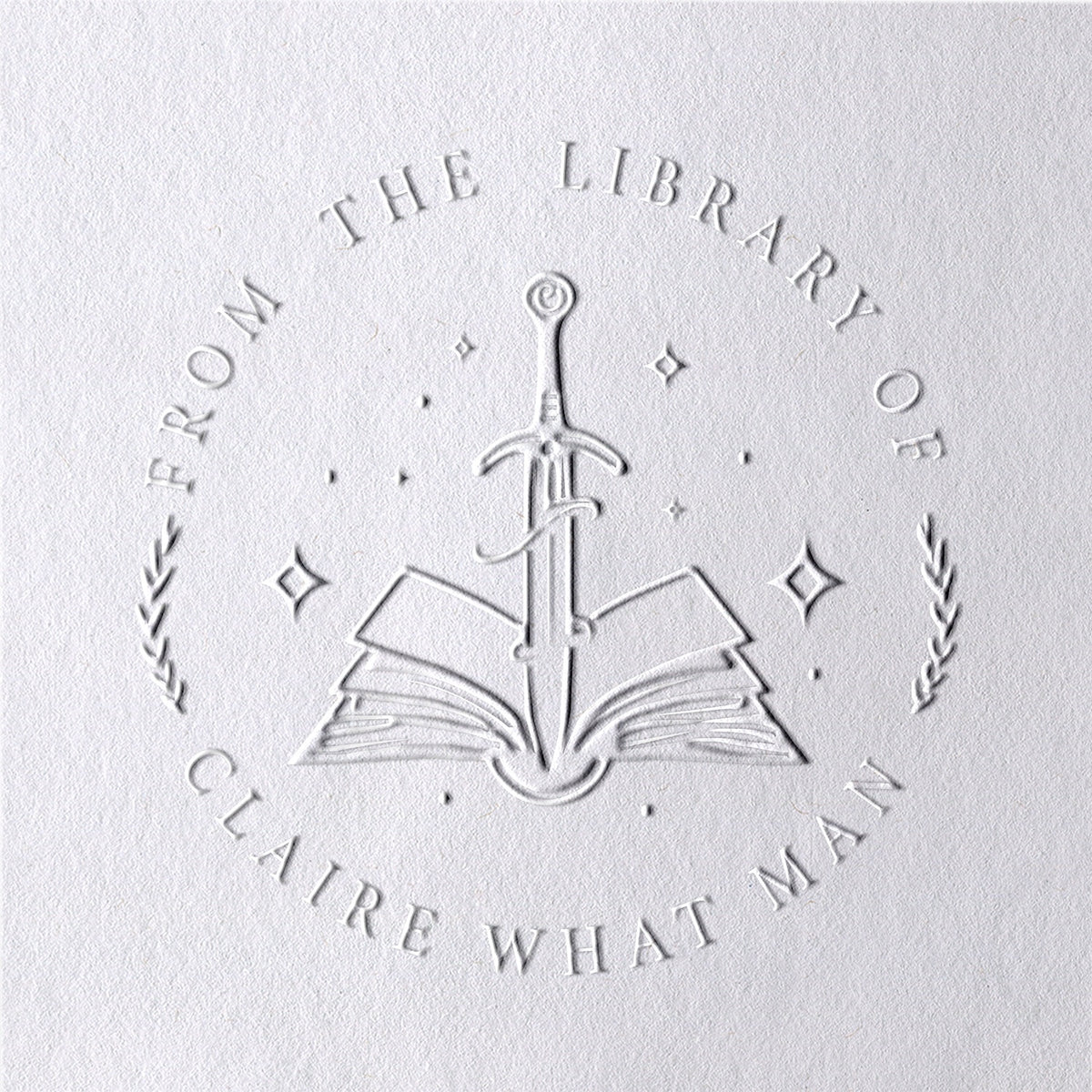 Épée et Étoiles Personnalisées De La Bibliothèque De Timbre à Sec de Livre2