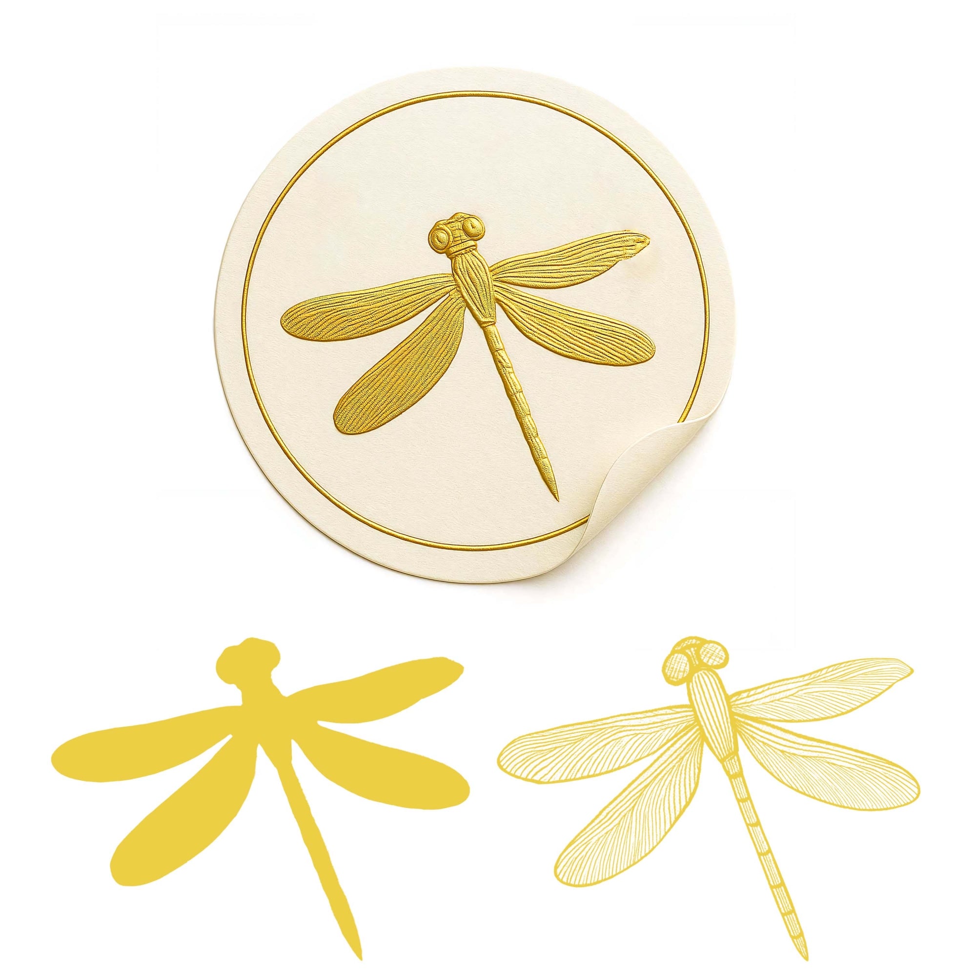 Autocollants Texturés de Luxe Gaufrés avec Tampon Encreur à Feuille de Dorure - Étiquettes Premium à Feuille de Dorure Dorée工艺