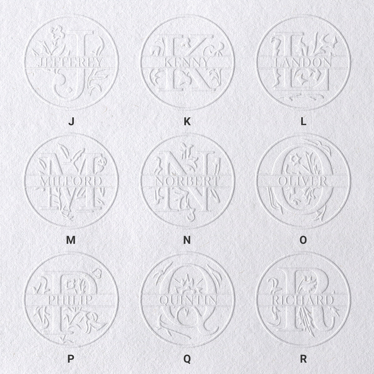 Timbre à sec de Nom Fleuri Personnalisé 26 Lettres sku-21