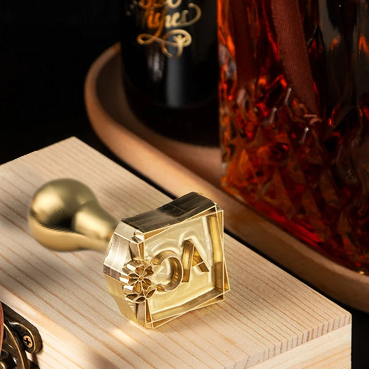 Blossom Frame Double Monogram Brass Ice Stamp for Bartender & Planner