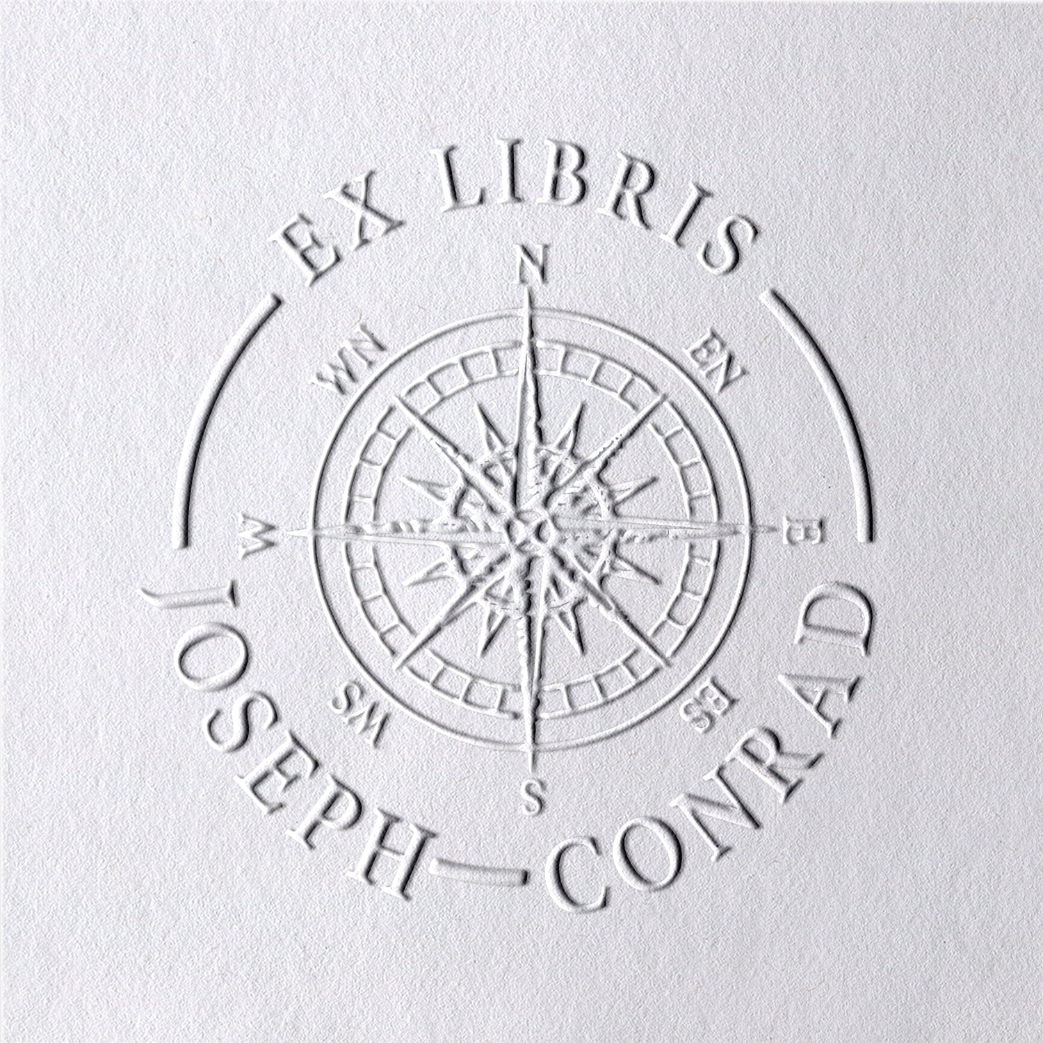 Timbre à sec pour livre ex-libris boussole personnalisé2