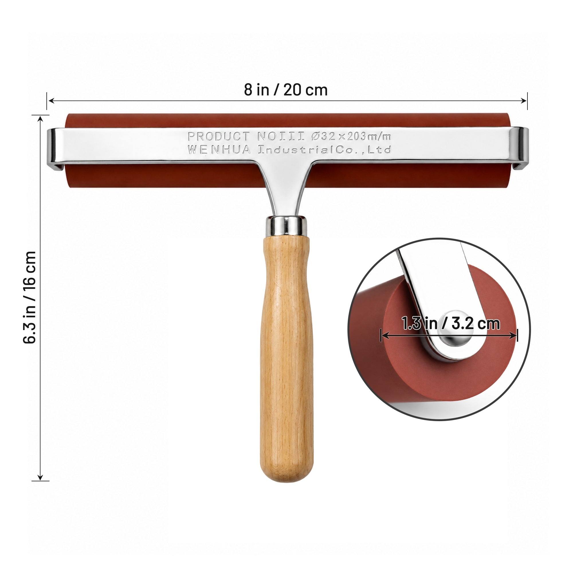Hard Rubber Brayer Roller - Wood Handle Ink Tool for Printmaking3