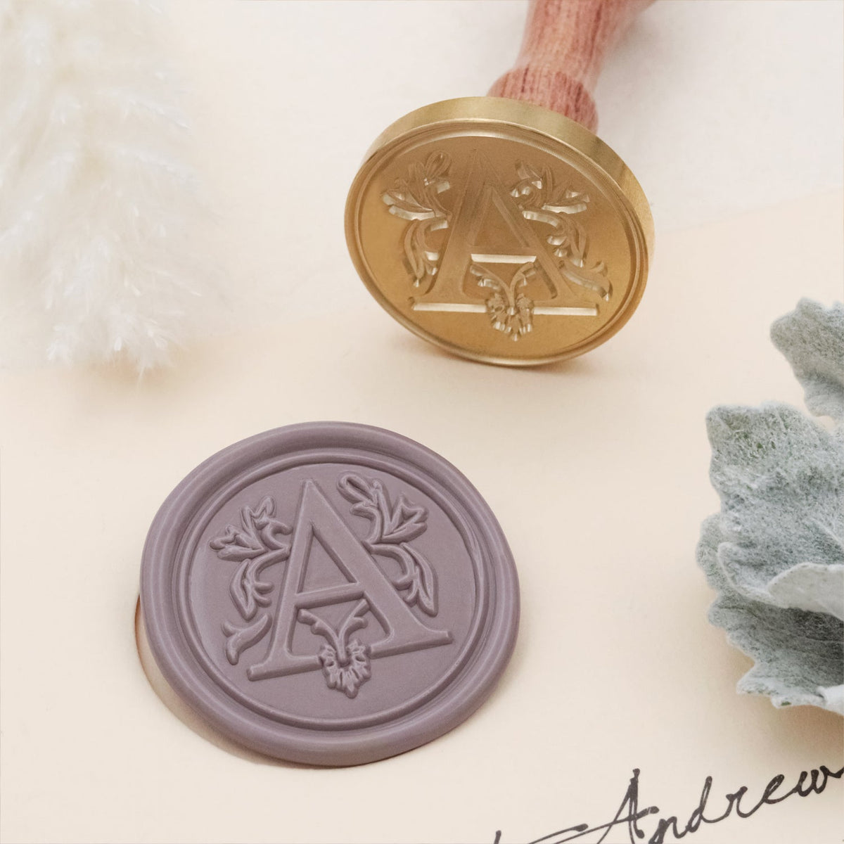 Stamprints Tampon Encreur Sceau de Cire Initial Floral 4