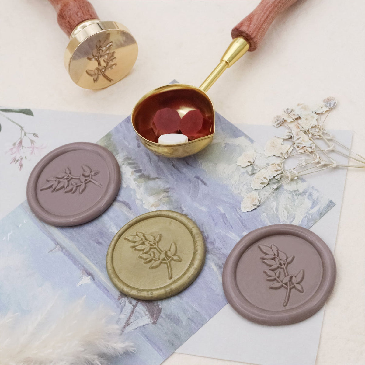 Tampon encreur Sceau de cire Fleurs Herbes Stamprints 3