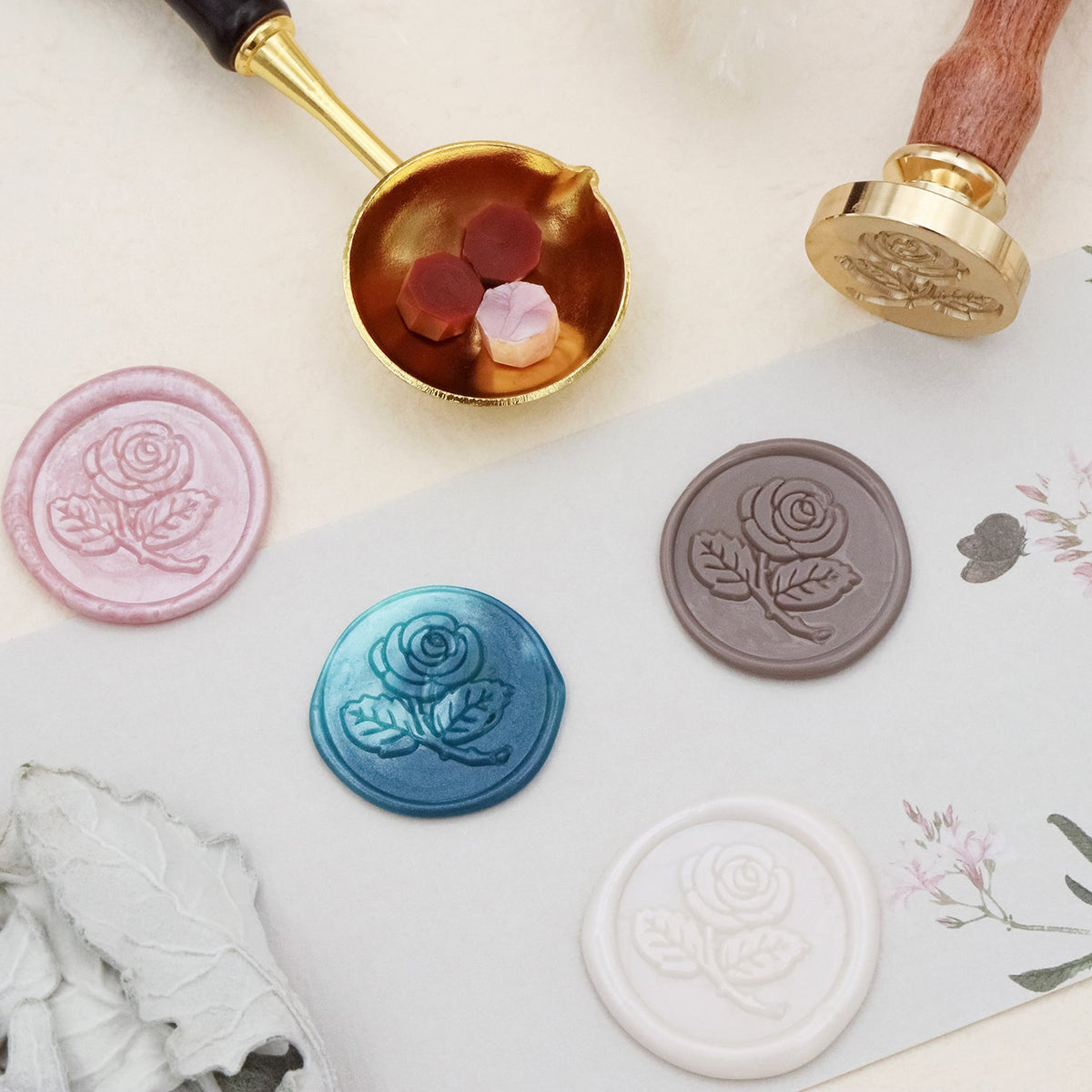 Tampon encreur sceau de cire Rose Stamprints 3