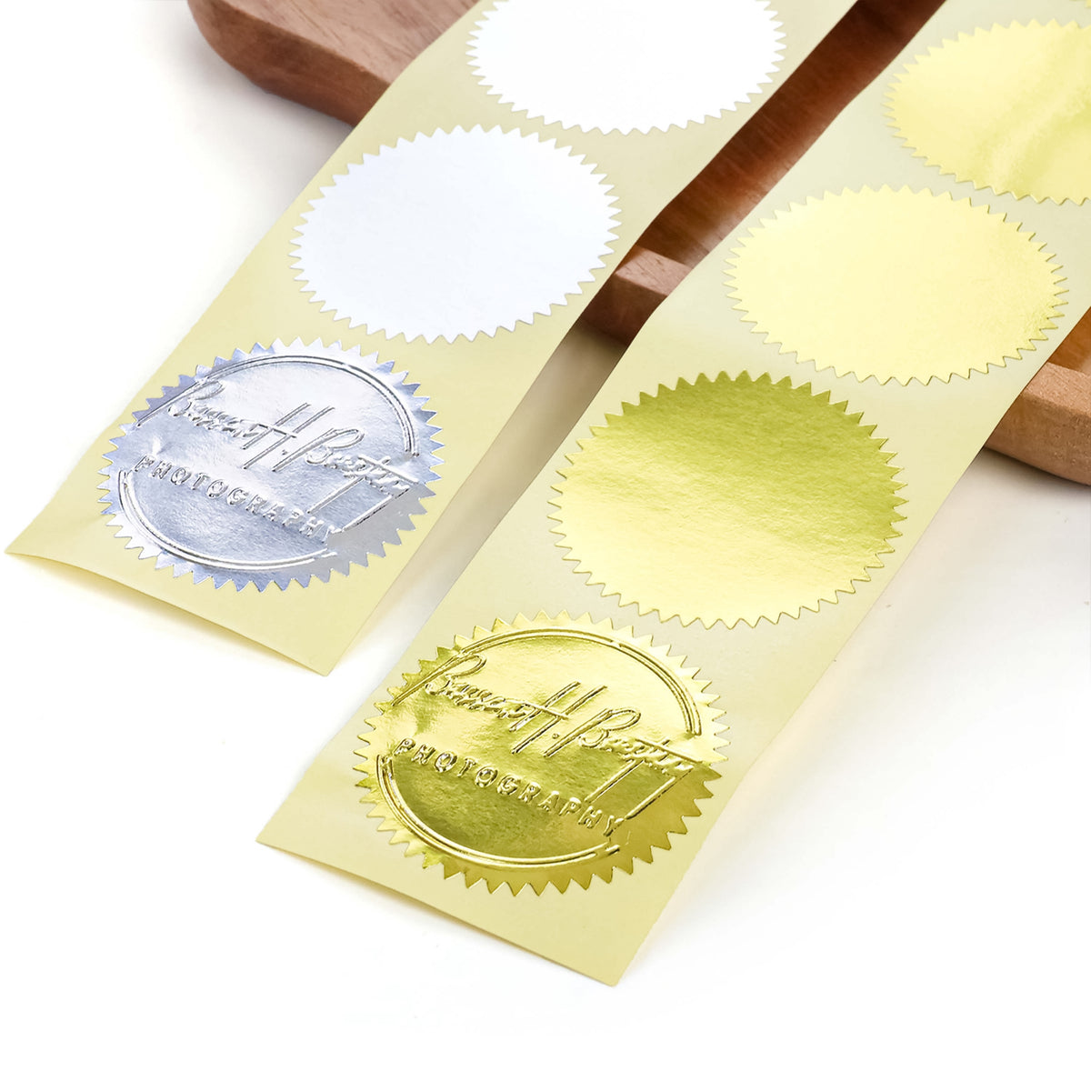 étiquette autocollant timbre à sec personnalisé